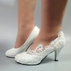 Wedding Shoes | Women’s Wedding Shoes Lace Wedding Heels Bridal Shoes Elegant Round Toe Wedding Shoes White – Womens