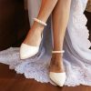 Wedding Shoes | Women’s Wedding Shoes Pearl Wedding Flats Bridal Shoes Point Toe Flat Heel Wedding Beach Shoes White – Womens