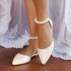 Wedding Shoes | Women’s Wedding Shoes Pearl Wedding Flats Bridal Shoes Point Toe Flat Heel Wedding Beach Shoes White – Womens