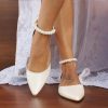 Wedding Shoes | Women’s Wedding Shoes Pearl Wedding Flats Bridal Shoes Point Toe Flat Heel Wedding Beach Shoes White – Womens