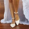 Wedding Shoes | Women’s Wedding Shoes Pearl Wedding Flats Bridal Shoes Point Toe Flat Heel Wedding Beach Shoes White – Womens