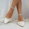 Wedding Shoes | Women’s Wedding Shoes Rhinestone Tassel Flat Heel Wedding Flats Bridal Shoes Elegant Point Toe Wedding Shoes Ivory – Womens