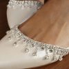 Wedding Shoes | Women’s Wedding Shoes Rhinestone Tassel Flat Heel Wedding Flats Bridal Shoes Elegant Point Toe Wedding Shoes Ivory – Womens