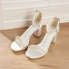 Wedding Shoes | Women’s Wedding Shoes Satin Block Heel Open Toe Ankle Strap Sandals Wedding Sandals Bridal Shoes Pearl Elegant Wedding Party Cocktail Shoes White – Womens