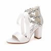 Wedding Shoes | Women’s Wedding Shoes Satin Block Heel Open Toe Wedding Sandals Bridal Shoes Rhinestone Ribbon Tie Elegant Wedding Party Prom Cocktail Shoes Champagne – Womens