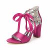 Wedding Shoes | Women’s Wedding Shoes Satin Block Heel Open Toe Wedding Sandals Bridal Shoes Rhinestone Ribbon Tie Elegant Wedding Party Prom Cocktail Shoes Champagne – Womens