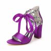 Wedding Shoes | Women’s Wedding Shoes Satin Block Heel Open Toe Wedding Sandals Bridal Shoes Rhinestone Ribbon Tie Elegant Wedding Party Prom Cocktail Shoes Champagne – Womens