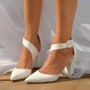 Wedding Shoes | Women’s Wedding Shoes Satin High Heel Block Heel Point Toe Wedding Heels Bridesmaid Shoes Elegant Simple Wedding Shoes Ivory – Womens