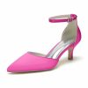 Wedding Shoes | Women’s Wedding Shoes Satin Kitten Heel Point Toe Wedding Heels Bridesmaid Shoes Ankle Strap Heels Elegant Simple Office Wedding Work Party Prom Evening Shoes White – Womens