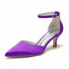 Wedding Shoes | Women’s Wedding Shoes Satin Kitten Heel Point Toe Wedding Heels Bridesmaid Shoes Ankle Strap Heels Elegant Simple Office Wedding Work Party Prom Evening Shoes White – Womens