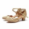 Dance Shoes | Women’s Ballroom Shoes Buckle Low Heel Glitter Indoor Dance Shoes Gold – Womens