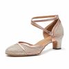 Dance Shoes | Women’s Ballroom Shoes Buckle Low Heel Glitter Indoor Dance Shoes Gold – Womens