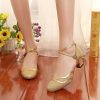 Dance Shoes | Women’s Ballroom Shoes Buckle Low Heel Glitter Indoor Dance Shoes Gold – Womens