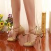 Dance Shoes | Women’s Ballroom Shoes Buckle Low Heel Glitter Indoor Dance Shoes Gold – Womens