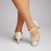 Dance Shoes | Women’s Ballroom Shoes Hollow-out T-Strap High Heel Faux Leather Indoor Solid Color Dance Shoes Beige – Womens