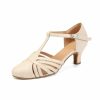 Dance Shoes | Women’s Ballroom Shoes Hollow-out T-Strap High Heel Faux Leather Indoor Solid Color Dance Shoes Beige – Womens