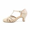 Dance Shoes | Women’s Ballroom Shoes Hollow-out T-Strap High Heel Faux Leather Indoor Solid Color Dance Shoes Beige – Womens