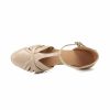 Dance Shoes | Women’s Ballroom Shoes Hollow-out T-Strap High Heel Faux Leather Indoor Solid Color Dance Shoes Beige – Womens