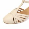 Dance Shoes | Women’s Ballroom Shoes Hollow-out T-Strap High Heel Faux Leather Indoor Solid Color Dance Shoes Beige – Womens