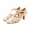 Dance Shoes | Women’s Ballroom Shoes Hollow-out T-Strap High Heel Faux Leather Indoor Solid Color Dance Shoes Beige – Womens