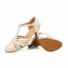 Dance Shoes | Women’s Ballroom Shoes Hollow-out T-Strap High Heel Faux Leather Indoor Solid Color Dance Shoes Beige – Womens