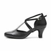 Dance Shoes | Women’s Ballroom Shoes T-Strap High Heel Faux Leather Indoor Solid Color Dance Shoes Black – Womens