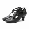 Dance Shoes | Women’s Ballroom Shoes T-Strap High Heel Faux Leather Indoor Solid Color Dance Shoes Black – Womens