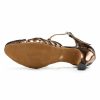 Dance Shoes | Women’s Ballroom Shoes T-Strap High Heel Leather Indoor Color Block Dance Shoes Brown – Womens