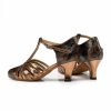 Dance Shoes | Women’s Ballroom Shoes T-Strap High Heel Leather Indoor Color Block Dance Shoes Brown – Womens