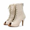 Dance Shoes | Women’s Dance Boots Lace-up High Heel Suede Faux Leather Indoor Solid Color Dance Shoes Apricot – Womens