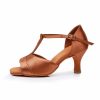 Dance Shoes | Women’s Latin Shoes High Heel Satin Indoor Solid Color Dance Shoes Dark Brown – Womens