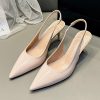 Pumps | Women’s Slingbacks Bridesmaid Shoes Work Daily Evening Simple Office Patent Leather High Heel Point Toe Solid Color Slip On Shoes Apricot – Womens