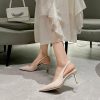 Pumps | Women’s Slingbacks Bridesmaid Shoes Work Daily Evening Simple Office Patent Leather High Heel Point Toe Solid Color Slip On Shoes Apricot – Womens