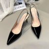 Pumps | Women’s Slingbacks Bridesmaid Shoes Work Daily Evening Simple Office Patent Leather High Heel Point Toe Solid Color Slip On Shoes Apricot – Womens