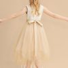 Flower Girl Dresses | A-line Boat Neck Tea-Length Lace/Tulle Flower Girl Dress Champagne – Girls