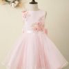 Flower Girl Dresses | A-line Scoop Knee-Length Lace/Organza/Satin Flower Girl Dress Blushing Pink – Girls