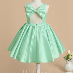 Flower Girl Dresses | A-line Scoop Knee-Length Satin Flower Girl Dress As Picture – Girls