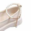 Shoes | Girl’s Flower Girl Shoes Wedding Party Bowknot Chain Pearl Faux Leather Round Toe Flat Heel Shoes White – Girls