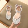 Shoes | Girl’s Flower Girl Shoes Wedding Party Bowknot Rhinestone Faux Leather Round Toe Flat Heel Shoes Silver – Girls