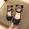 Shoes | Girl’s Flower Girl Shoes Wedding Party Bowknot Rhinestone Faux Leather Round Toe Flat Heel Shoes Silver – Girls