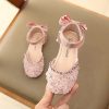 Shoes | Girl’s Flower Girl Shoes Wedding Party Bowknot Rhinestone Faux Leather Round Toe Flat Heel Shoes Silver – Girls