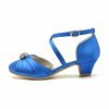 Shoes | Girl’s Flower Girl Shoes Wedding Party Crystal Satin Round Toe Low Heel Shoes Blue – Girls