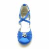 Shoes | Girl’s Flower Girl Shoes Wedding Party Crystal Satin Round Toe Low Heel Shoes Blue – Girls