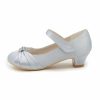 Shoes | Girl’s Flower Girl Shoes Wedding Party Mary Jane Rhinestone Satin Round Toe Low Heel Shoes White – Girls