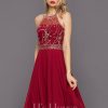 Birthday | A-line Halter Knee-Length Chiffon Cocktail Dress With Beading Sequins Burgundy – Womens