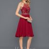 Birthday | A-line Halter Knee-Length Chiffon Cocktail Dress With Beading Sequins Burgundy – Womens