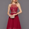 Birthday | A-line Halter Knee-Length Chiffon Cocktail Dress With Beading Sequins Burgundy – Womens