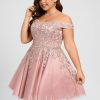 Birthday | A-line Off the Shoulder Short Tulle Homecoming Dress With Sequins Beading Dusty Rose – Womens