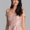 Birthday | A-line Off the Shoulder Short Tulle Homecoming Dress With Sequins Beading Dusty Rose – Womens