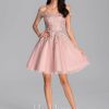 Birthday | A-line Off the Shoulder Short Tulle Homecoming Dress With Sequins Beading Dusty Rose – Womens